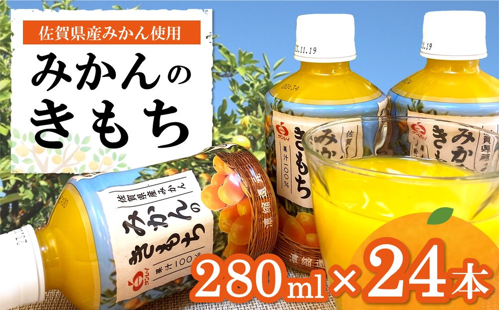 
            みかんのきもち 280ml×24本(1ケース)【JA みかんジュース さがみかん 果汁100％ 美味しい コク 飲みきり 280ml】K012041
          