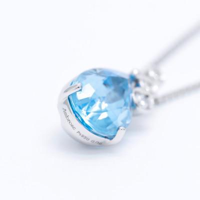 ふるさと納税 山梨県 Pt ブルートパーズ/ダイヤモンドペンダント(水滴) |  | 01