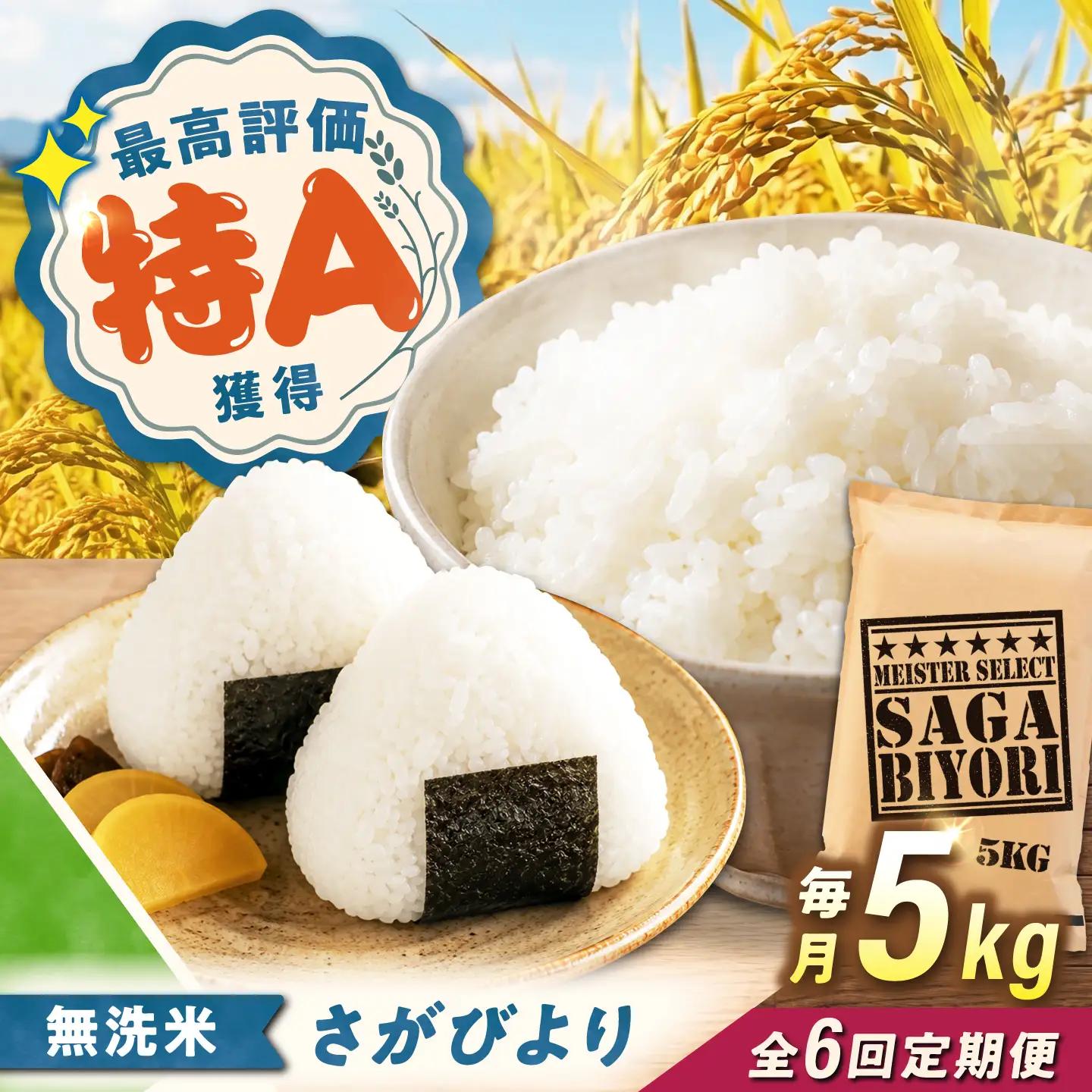 【6回定期便】 無洗米 さがびより 5kg（5kg×1袋） 無洗米 お米 白米 精米 佐賀県産 米 /大塚米穀店[UFE003]