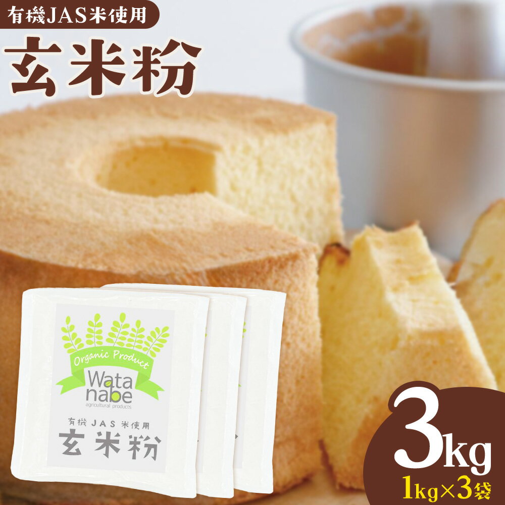 【ふるさと納税】有機JAS小麦使用 玄米粉 合計3kg 1kg×3袋 《30日以内に出荷予定(土日祝除く)》熊本県 菊池市 ヒノヒカリ 米粉 粉類 国産 九州産 熊本県産 送料無料