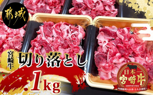 
宮崎牛切り落とし1kg_MJ-7702_(都城市) 牛肉 宮崎牛切り落とし肉(200g×5パック) 冷凍・小分けパック 切落とし肉 A4ランク
