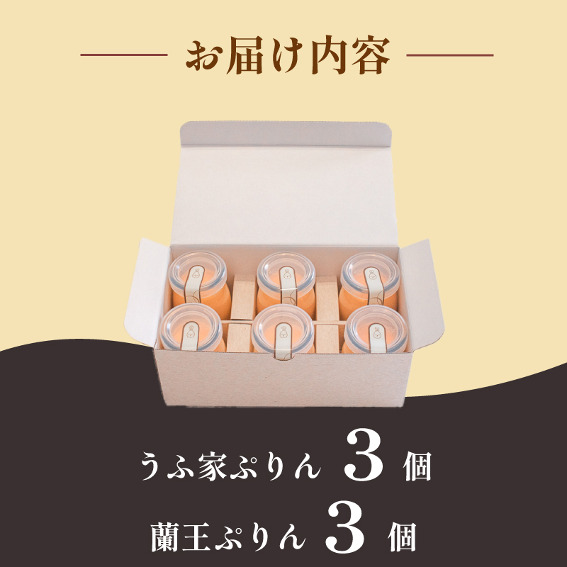 こだわりプリン 2種食べくらべセット うふ家ぷりん 蘭王ぷりん 6個入 冷蔵 2種食べくらべセット
