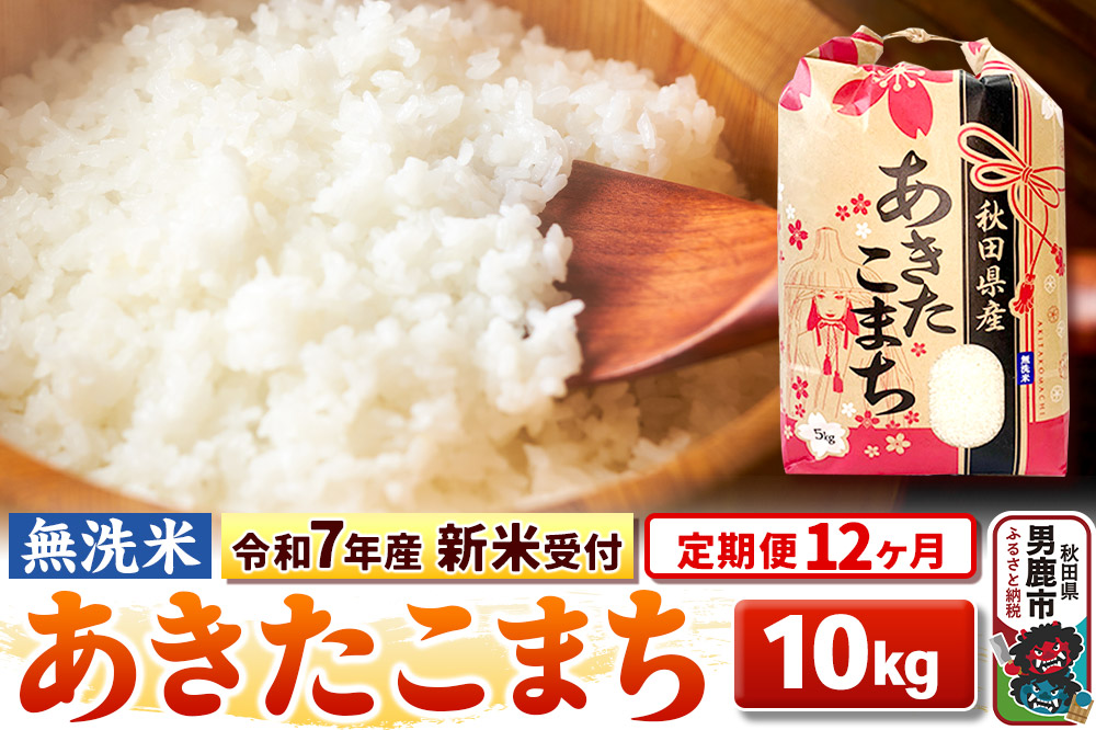 《令和7年産 新米受付》《定期便12ヶ月》【無洗米】秋田県産 あきたこまち 10kg（5kg×2袋）|23_kml-021012s