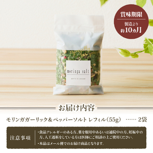 調味料 モリンガガーリック＆ペッパーソルト　レフィル2袋セット 【メール便発送】 ペッパー 塩