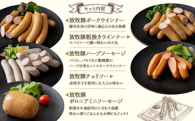 「北海道産放牧豚 無添加ウインナーセット」とトモヱベーグル「北の麦輪」10個セット【C99029】