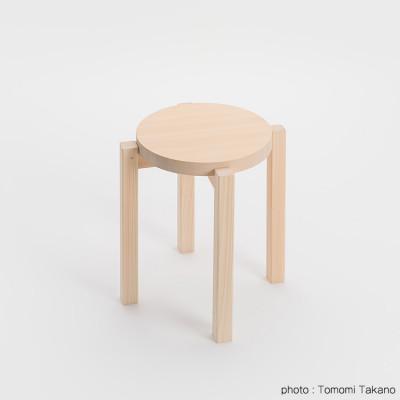 ふるさと納税 津山市 ヒノキのラウンドスツール(ウレタン塗装)　TSUYAMA FURNITURE