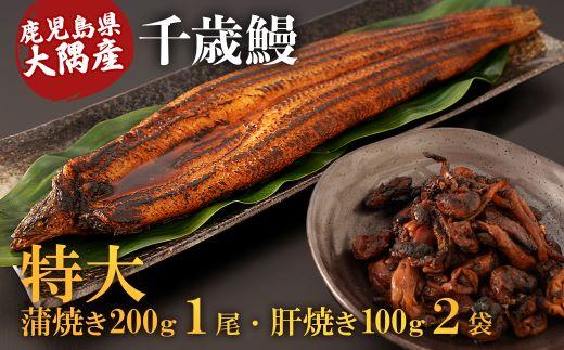 鹿児島県大隅産　特大うなぎ蒲焼200g 1尾・鰻の肝焼き100g×2袋 セット 464686_CH194