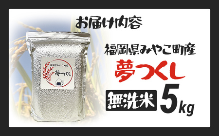 福岡県 みやこ町産 夢つくし （無洗米） 5kg 【期間限定】 米 チャック付き チャック 真空パック 防虫 ごはん おにぎり おやつ 福岡県 福岡 九州 グルメ お取り寄せ