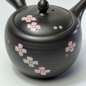 春秋　23号艶黒棗線帯花水木急須　4-596｜陶器 やきもの 焼き物 手作り 職人 春秋窯 鋳込み 丸よ小泉 愛知県 常滑市