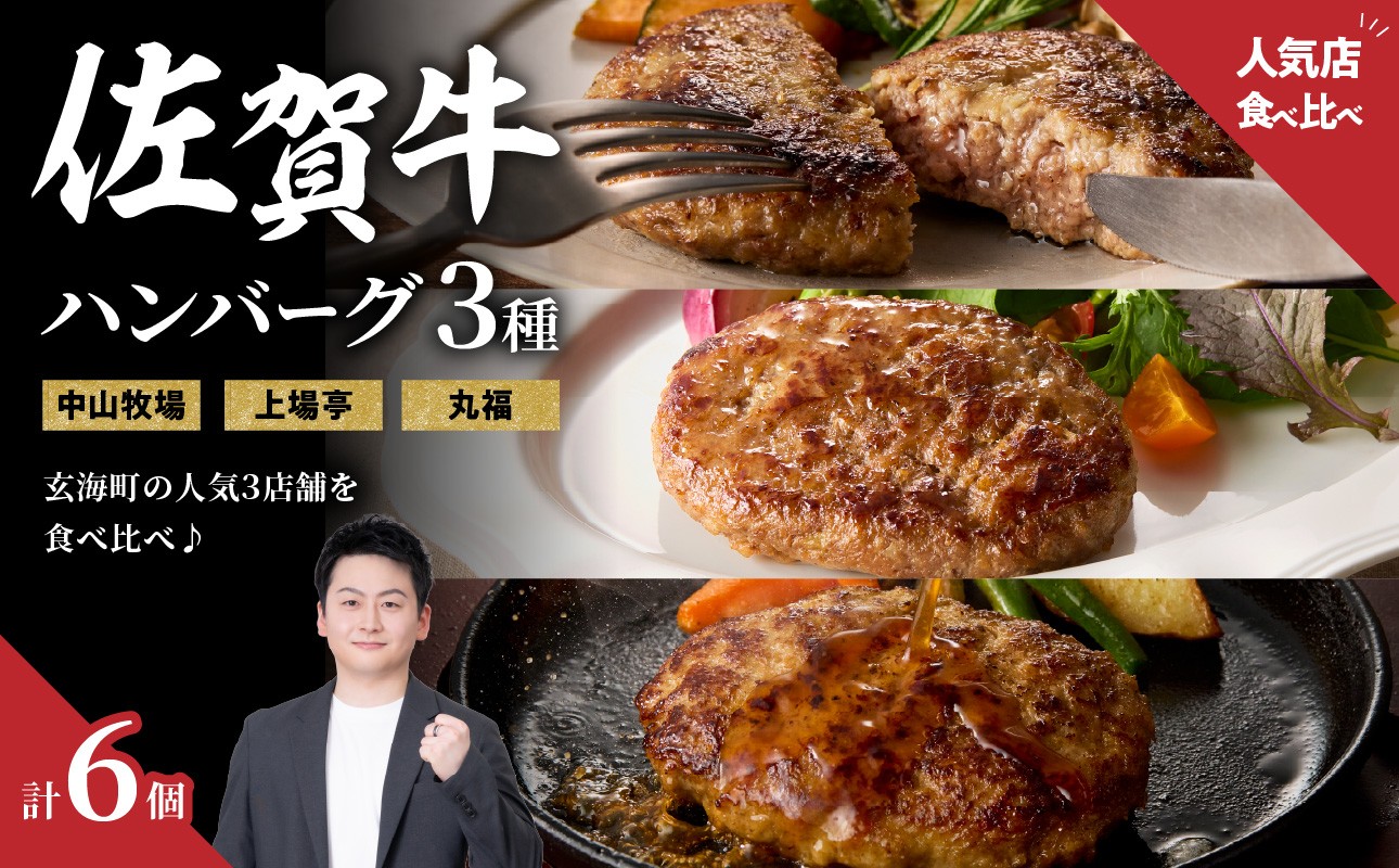 
                  ハンバーグ3種詰合せ（ギフトセット）／ 佐賀牛 ハンバーグ 味付き 黒毛和牛 牛肉 弁当 おかず 惣菜 簡単 調理 お手軽 時短 焼くだけ 国産 佐賀県 玄海町
                