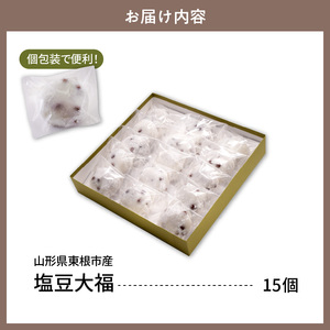 塩豆大福 15ヶ入 山形県 東根市 松扇堂提供 hi040-004 餅 もち モチ 豆 小豆 赤えんどう豆 和菓子 お菓子 餅類 ご褒美 おやつ 手作り ふるさと納税 山形県 東根市 人気
