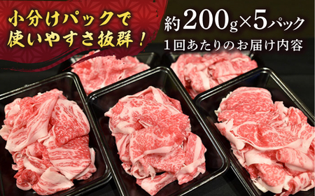 【3回定期便】【A4-A5】 長崎和牛 特選切り落とし 約1kg（200g×5パック） 長与町/meat shop FUKU[ECS018]