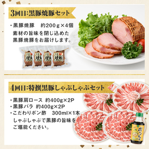 【D02006】＜定期便・全5回＞かごしま黒豚まんぞく定期便A (月1回×5ヶ月) 鹿児島 九州産 国産 肉 豚肉 黒豚 焼豚 肩ロース ロース モモ スライス 叉焼 餃子 ギョーザ ぎょうざ しゃぶ