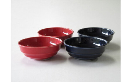 有田焼 赤釉&墨ルリ 波紋鉢 小 4個セット ARITA PORCELAIN LAB【アリタポーセリンラボ】小鉢 マルチボウル スープ皿 モダン シンプル 赤 ネイビー 35000円 3.5万円 A35-619