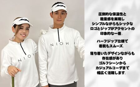 メンズ エアライトログジップロングスリーブモックネックシャツ/ホワイト/LLサイズ ゴルフウェア ゴルフ メンズ ロゴカラー モックネック 白 おしゃれ コーデ｜石川県 小松市【有限会社ドオム】