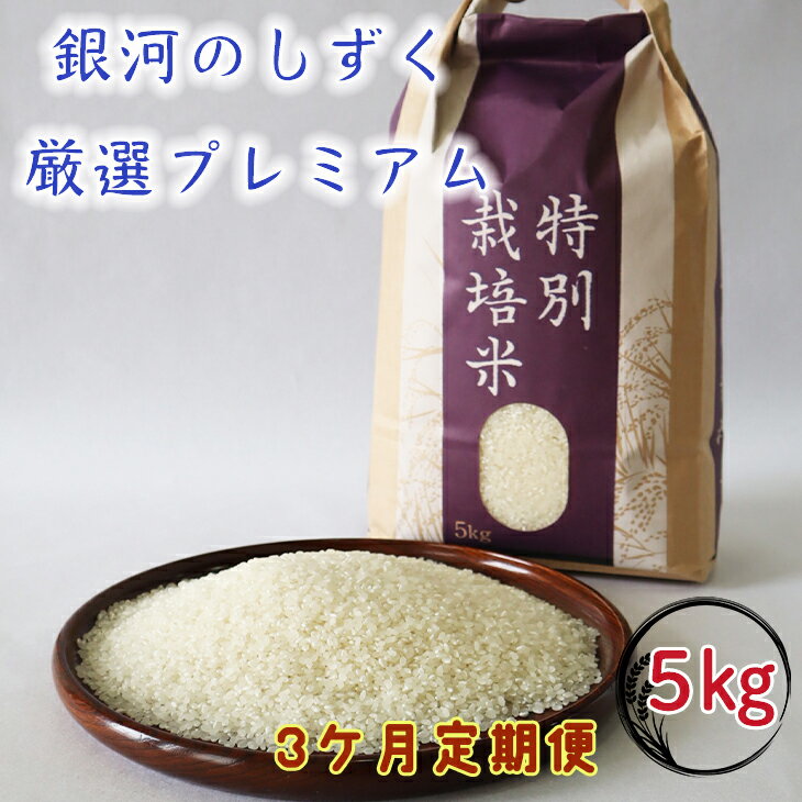 【ふるさと納税】【3ヶ月定期便】銀河のしずく 厳選プレミアム（減農薬・減化学肥料）5kg 白米 精米