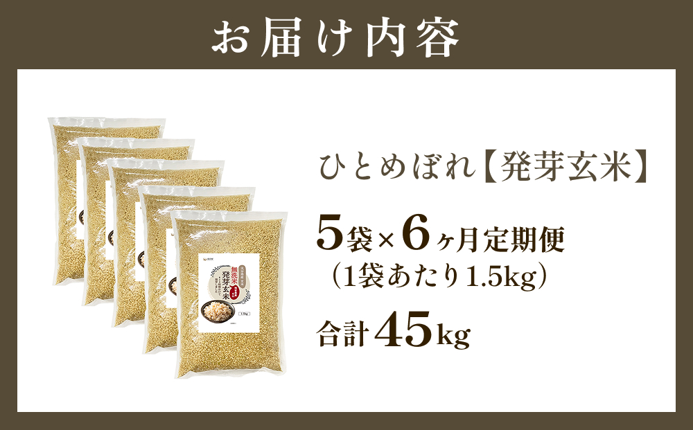 特A ひとめぼれ 米 残留農薬ゼロ 発芽玄米 1.5kg × 5袋 6ヶ月 