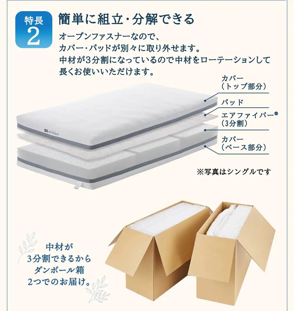 エアウィーヴ ベッドマットレス S02 クイーン 寝具 ベッド サイズ セミダブル ダブル クイーン オールシーズン対応 ぐっすり ホテル 安眠 健康 高反発 腰 肩 熟睡 寝具 寝心地 新生活 洗え