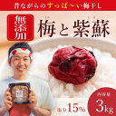 【ふるさと納税】【無添加梅干し】塩と紫蘇だけで漬けた梅干し1kg×3パック/ 南高梅