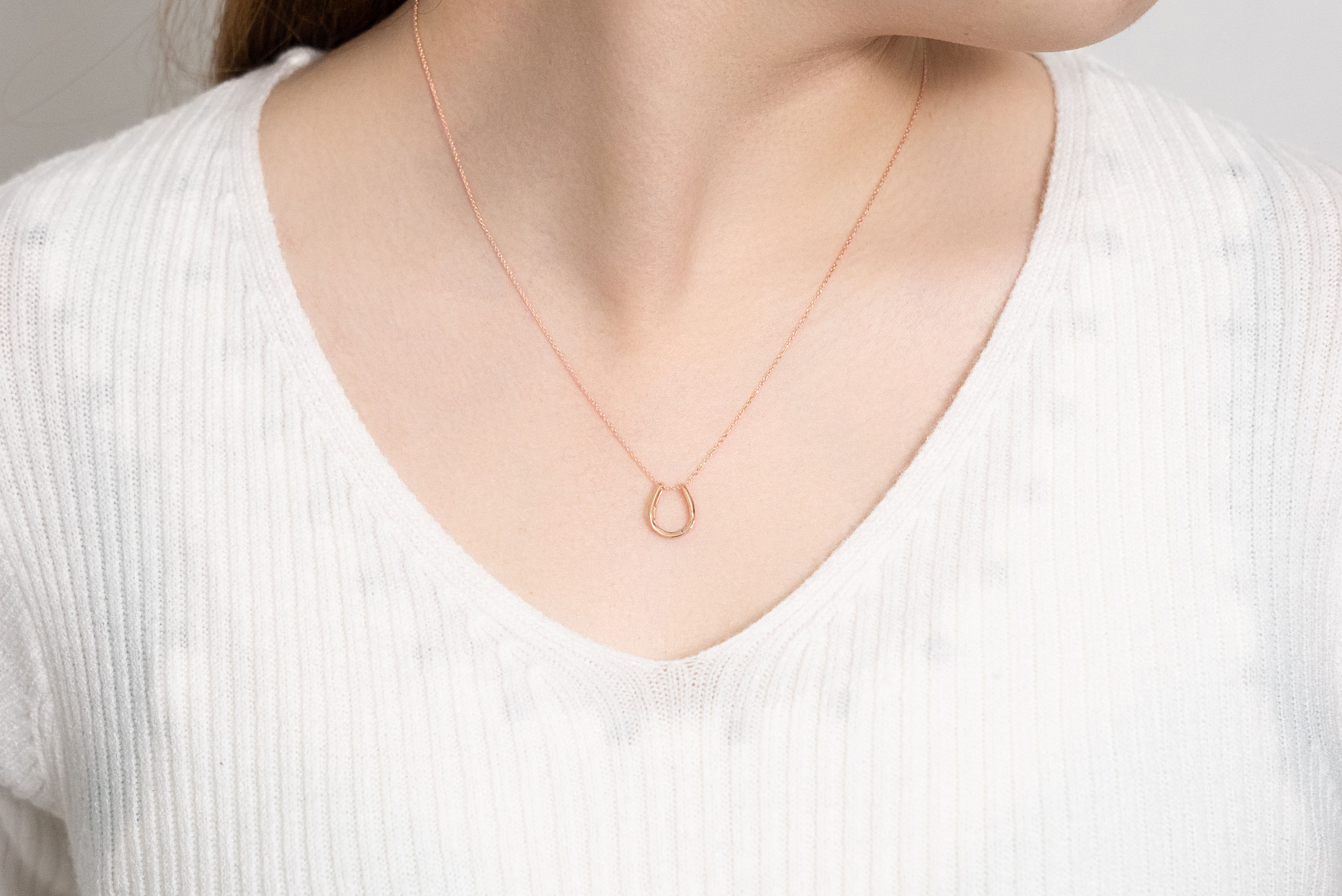 K18ピンクゴールド シンプル馬蹄ネックレス 63-8558