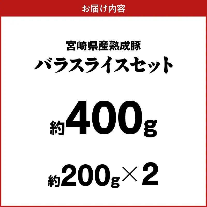 宮崎県産熟成豚 バラスライスセット 約200g×2個 N0105-YA2283
