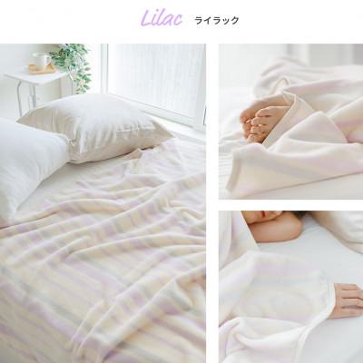 ふるさと納税 泉大津市 ふんわり軽くあったかい。VK402‐5　日本製　軽(カル)コットンケット　ライラックストライプ色