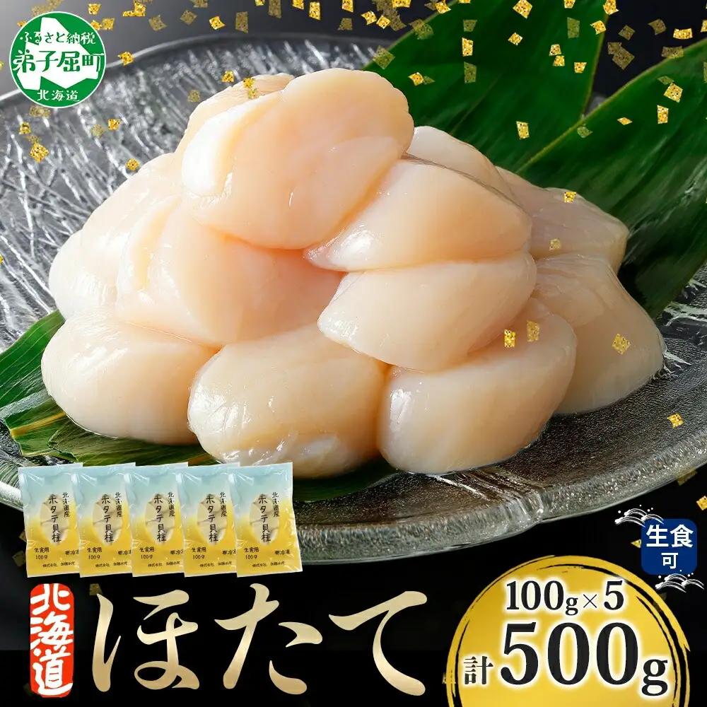 ホタテ貝柱 500g 100g×5 小分け ほたて 帆立 貝柱 玉冷 貝 刺身 お刺身 海鮮 冷凍 ご家庭用 送料無料 北海道 弟子屈町 3342