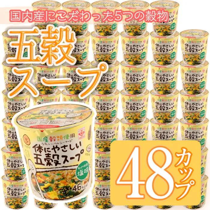 No.518 あっさり和風塩味♪カップ体にやさしい五穀スープ(13g×48個)国産 鹿児島 日置市 特産品 特産 インスタント 常備食 低カロリー ヘルシー 健康 玄米 黒豆 もち粟 もちきび 小豆 簡単調理 朝ごはん 夜食 手軽 1人暮らし【ヒガシマル】