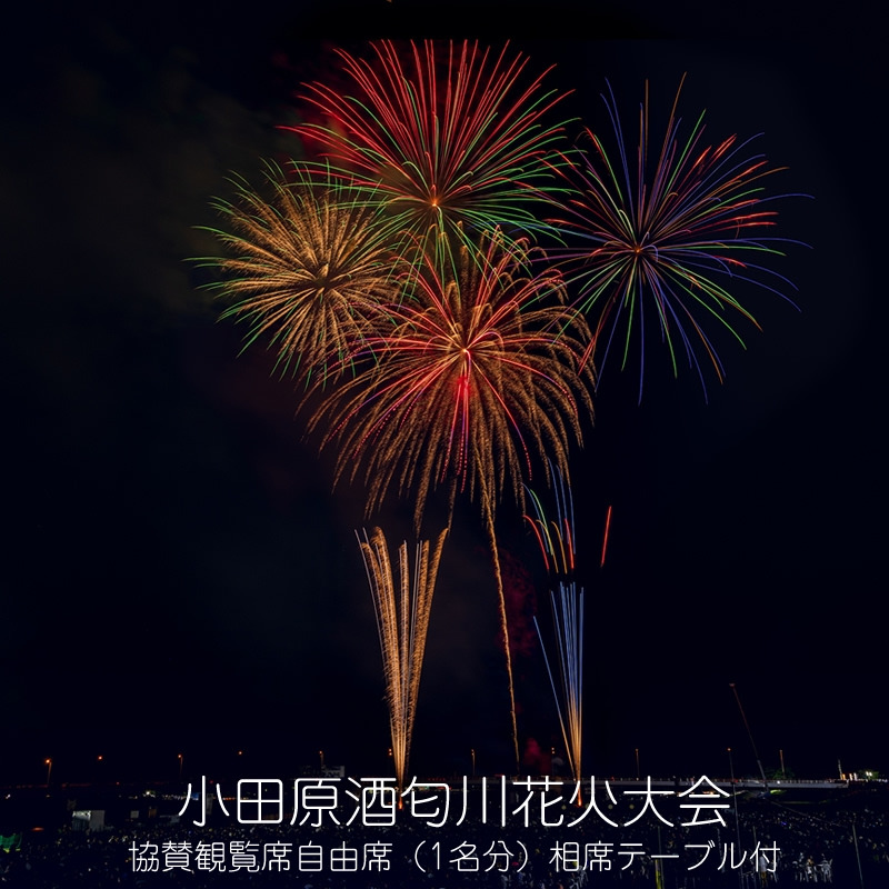 67-3554　小田原酒匂川花火大会　協賛観覧席自由席（1名分）相席テーブル付 【 イベント 体験チケット2025年8月2日 開催 観覧席 ６人掛けテーブル席 相席 神奈川県 小田原市 】