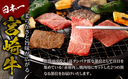 宮崎牛赤身霜降り焼肉　計800g ウデ肉 もも肉 肩ロース