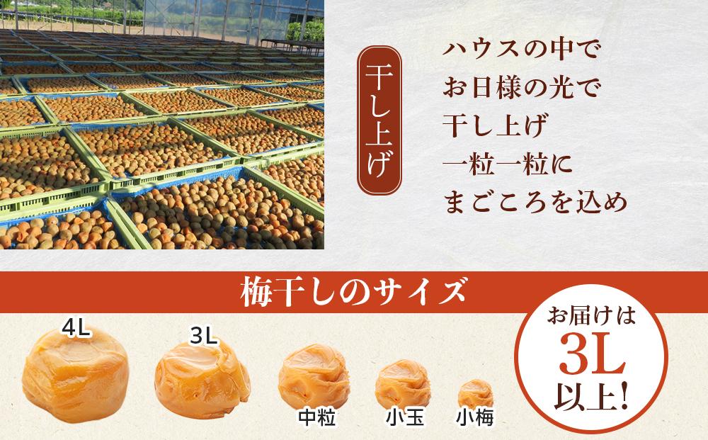 極上 紀州南高梅 はちみつ 梅干し 3L サイズ以上 合計 3kg ( 1kg × 3パック )  塩分約8％ 化粧箱入り