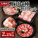 【ふるさと納税】九州産豚肉4種 贅沢セット 計2.25kg ［切り落とし300g×4P・豚バラスライス400g×1P・豚肩ロースしゃぶしゃぶ用300g×1P・豚ロース生姜焼き用350g×1P］ 国産 豚丼 炒め物 カレー シチュー チャック付 真空包装 真空パック【サンキョーミート株式会社】