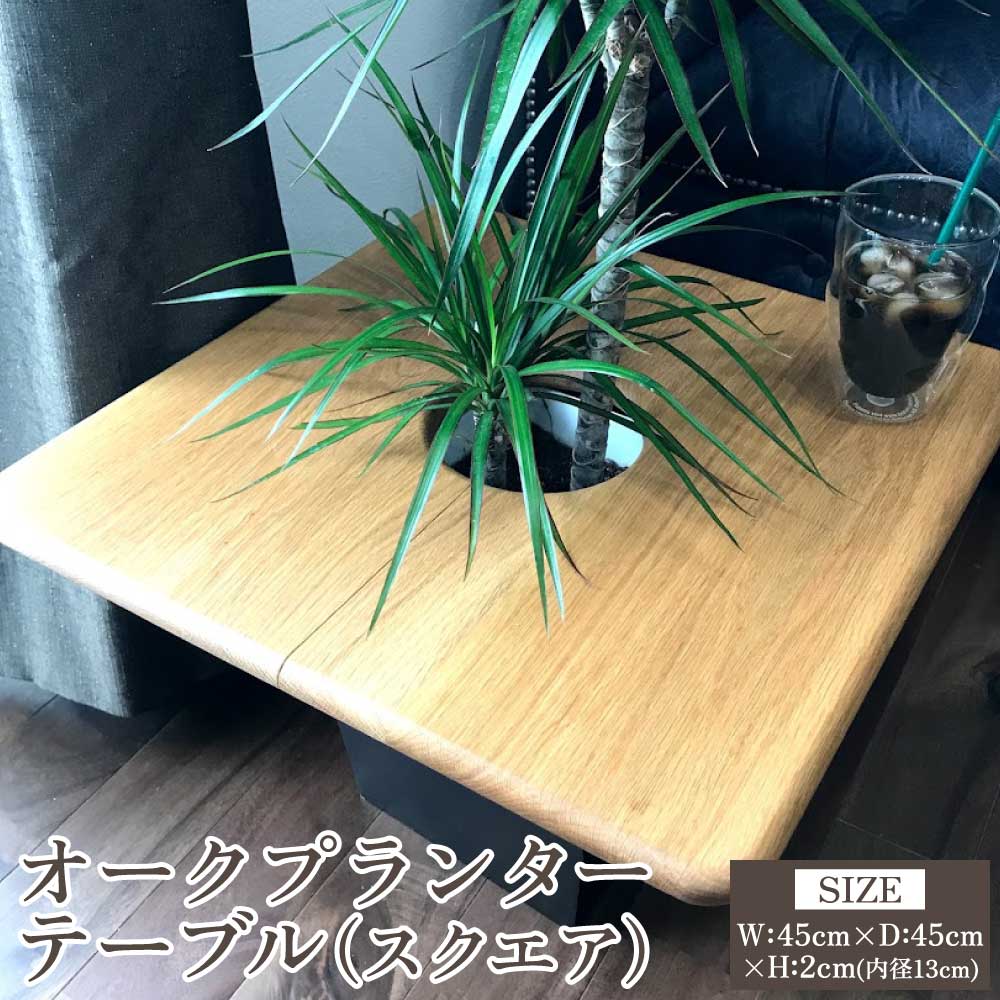 【ふるさと納税】オークプランターテーブル（スクエア） オーク 幅45cm×奥行き45cm×高さ2cm(内径13cm) 3kg 木製 ウッド インテリア 四角形 植物 シンプル ギフト 贈り物 プレゼント 熊本県 宇城市 ツリー合同会社