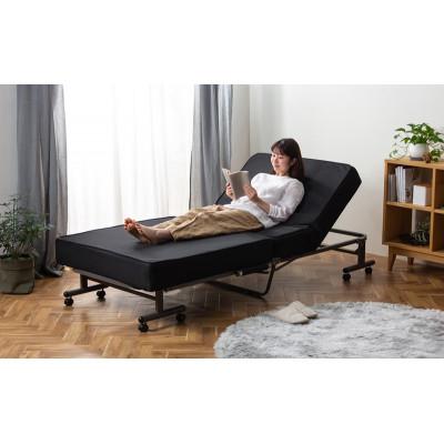 ふるさと納税 大河原町 折りたたみベッド 黒シングル 14段階リクライニング キャスター付き アイリス[53753145] |  | 02