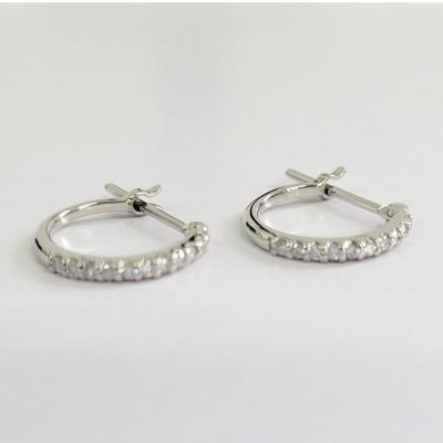 ふるさと納税 松山市 PT900 0.10ct ハーフエタニティ フープ ダイヤ ピアス