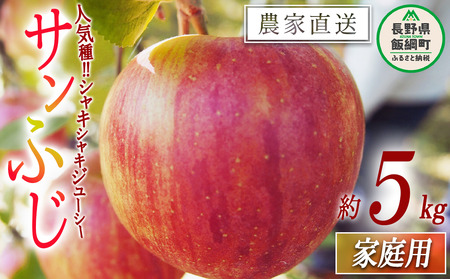 りんご サンふじ 家庭用 5kg 松橋りんご園 沖縄県への配送不可 2026年12月上旬頃から2027年3月上旬頃まで順次発送予定 令和8年度収穫分 フルーツ リンゴ 信州 長野県 飯綱町 [0829]