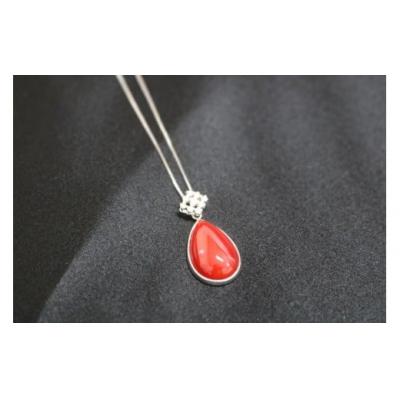 ふるさと納税 室戸市 【高級】赤サンゴ ドロップ型ペンダント