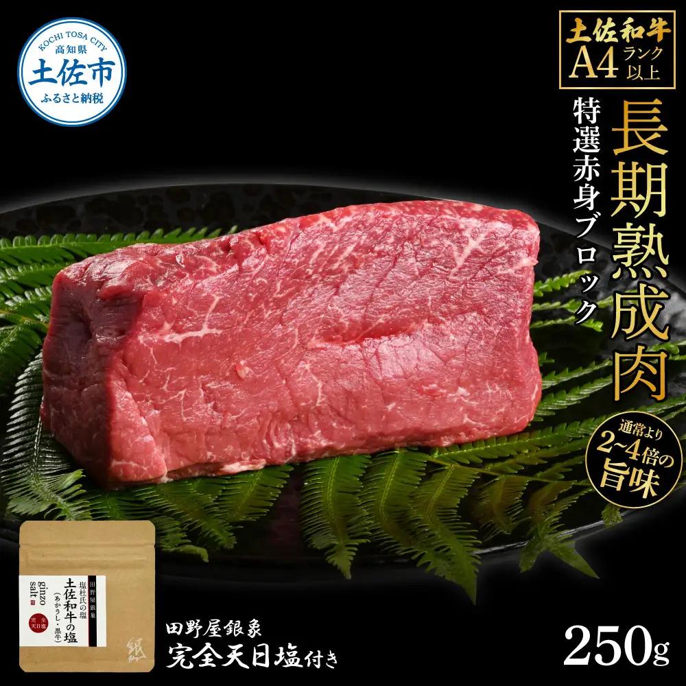 土佐和牛 特選赤身ブロック 250g（田野屋銀象完全天日塩1P付き） 高知県土佐市 【株式会社LATERAL】 [BQAU059]
