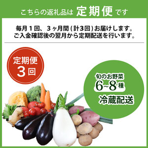 【定期便3回】【産地直送】旬のお野菜詰め合わせ 6～8種類 ( 京野菜 野菜 お野菜 やさい セット 野菜セット 詰め合わせ 詰め合わせセット 季節 旬 旬野菜 産地直送 栄養 安心 新鮮 おすすめ 