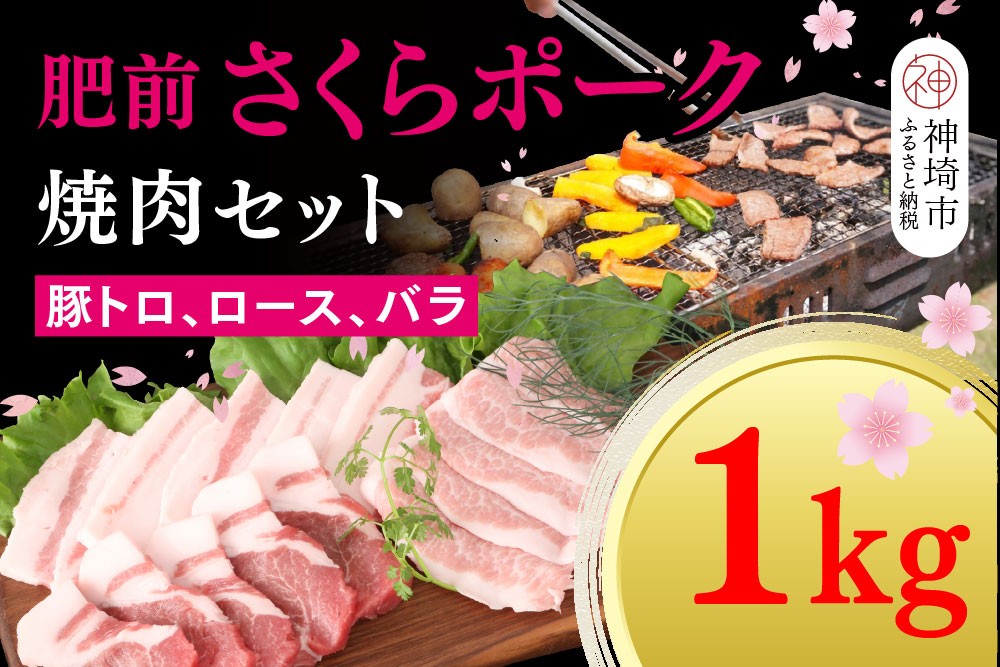 
                  【数量限定】肥前さくらポーク 焼肉セット 1kg【佐賀県産 豚肉セット 焼肉 トントロ バラ ロース 3種セット カット済み ブランド豚 桜色 豚肉】(H107125)
                