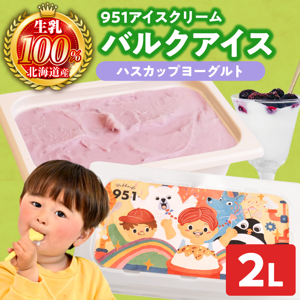 951アイスクリーム　バルクアイス2L×１個（ハスカップヨーグルト）｜本格派 アイス ミルク 北海道 札幌市
