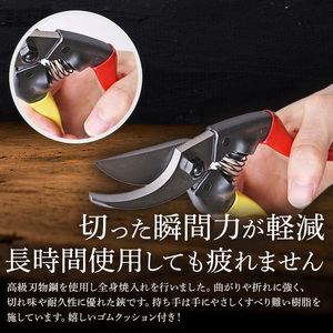 小野鉄 剪定鋏 プロ 210mm 赤黄柄 右手用 雑貨 日用品 民芸品 工芸品 伝統技術 高級炭素鋼 