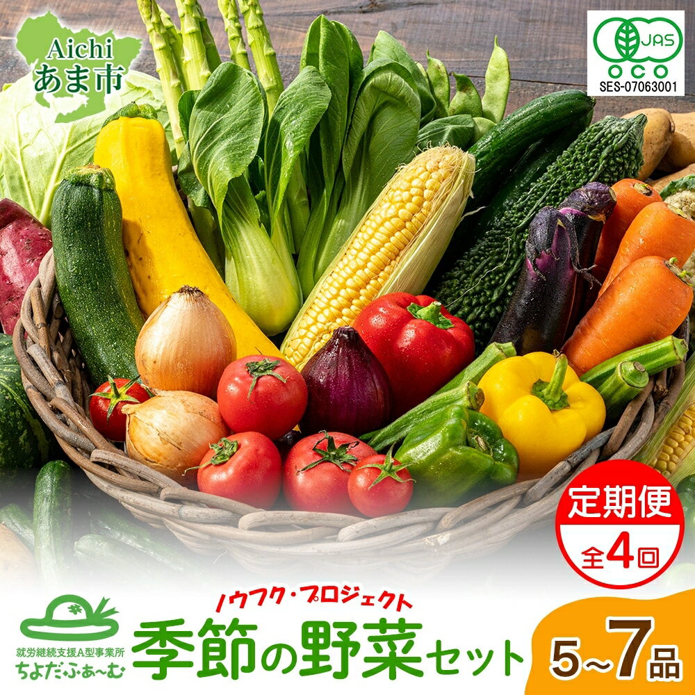 【ふるさと納税】【全4回 2月・5月・8月・11月】 定期便 季節の野菜 詰め合わせ ノウフク 冷蔵便 就労支援 セット 詰合せ 農福 農福JAS 無農薬 有機JAS 有機栽培 オーガニック 野菜 新鮮 料理 旬 季節 無農薬 千代田ファーム 愛知県 あま市