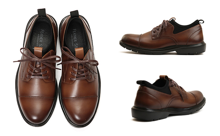 FEATHER STEP FS-906 本革ビジネススニーカー 軽量 ストレートチップ BROWN 26.0cm