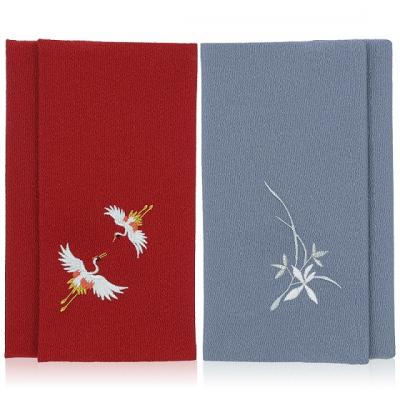ふるさと納税 八尾市 慶弔リバーシブル刺繍ふくさ マグネット付 夫婦鶴 桔梗(えんじ グレー)左開き(A315)