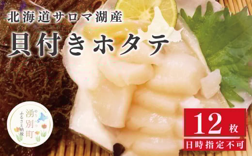
[№5930-0312]北海道　サロマ湖産　貝付きホタテ 12枚　【日時指定不可】
