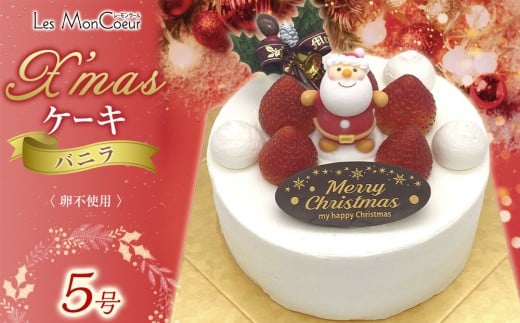 
            【先行予約】クリスマスケーキ・バニラ【卵不使用】 5号（15cm）
          