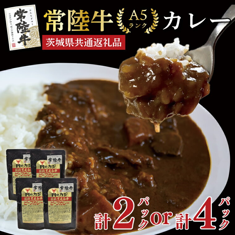 【ふるさと納税】 カレー 常陸牛 A5ランク レトルト 精肉店が作るこだわりの逸品！【選べる】 2パック 4パック 【茨城県共通返礼品・茨城県産】【常陸牛A5ランク】カレーセット レトルトカレー 時短 保存食 備蓄 ギフト プレゼント お取り寄せ 送料無料 茨城県 鹿嶋市