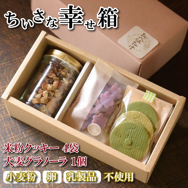 【ふるさと納税】【ちいさなしあわせ箱】/ 米粉 おやつ クッキー 手作り お菓子 ハロウィン クリスマス 詰め合わせ　 焼菓子 無農薬米 小麦粉 卵 乳製品 不使用 シンプル グラノーラ