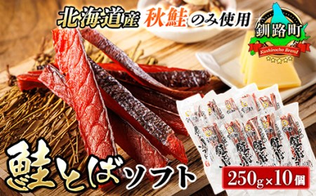 （北海道産）秋鮭(サケ)のみを使用した「鮭とばソフト」250g×10個セット【配送不可地域：離島】【1384848】